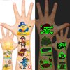 EMOME Glow + Metallic Temporary Tattoos for kids, Waterproof Pre-cut Tattoo Stickers, Birthday Girl Boy Party Favors Supplies Accessories (Pirate)