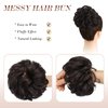 FESHFEN Messy Bun Hair Piece Hair Bun Scrunchies Synthetic Medium Brown Wavy Curly Chignon Ponytail Hair Extensions Thick Updo Hairpieces for Women Girls 1PCS