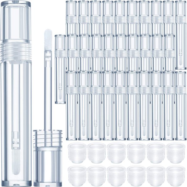 Patelai 30 Pieces Empty Lip Gloss Tubes 5 ml Transparent Lip Gloss Containers Clear Refillable Lipstick Container Lip Balm Bottles Eyelash Growth Liquid Tube Cosmetic Container with Rubber Stoppers