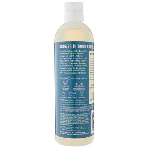 In Good Conscience Hydrating Body Wash: All-Natural Peppermint Sage & Babassu Oil | Sulfate, Paraben, Phthalate & PEG Free Soap | No Synthetic Fragrances | For Men & Women | 12 oz.