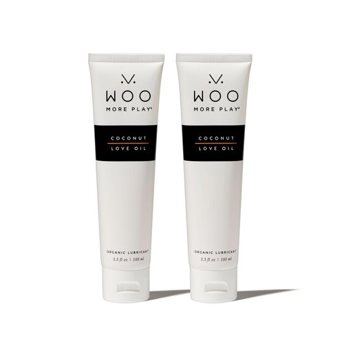Woo More Play Coconut Love Oil | Organic Coconut Oil Personal Lubricant for Men and Women | Natural and Clean Ingredients | Doubles as Massage Oil | Relaxing Scent | 3.3 fl Oz (6.6 Fl Oz (Pack of 2))