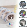 Andiker Cat Tunnel Toy, 10 inch Collapsible Metal Cat Spring Toy with Nylon Mesh, Feather, Mouse, and Bell, Interactive Cat Toys for Indoor Cats to Scratch, Puzzle, Relax and Kill Time (Blue)