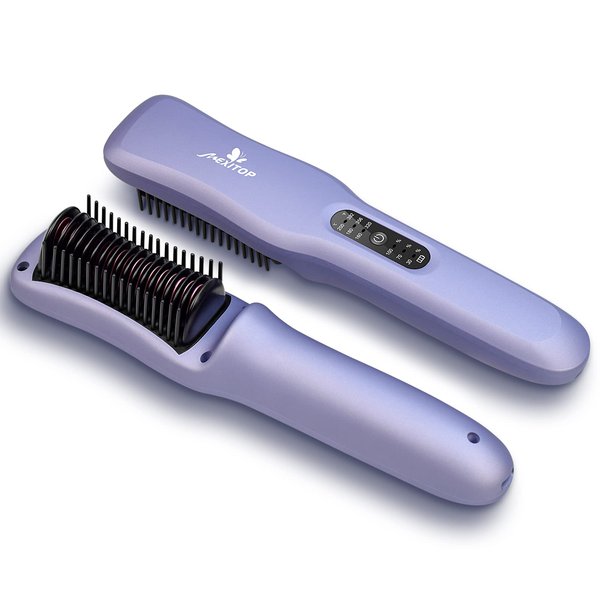 FERNIDA Portable Hair Straightener Brush for Women Cordless Straightening Brush USB Rechargeable Small Mini Straightener Brush for Travel Home Lightweight & Anti-Scald, 3 Temp Setting