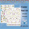 Easter Nail Art Stickers Decals, 3D Self-Adhesive Cartoon Bunny Egg Chicken Nail Decals for Women Girls Easter Day DIY Nail Decoration 6 Sheets