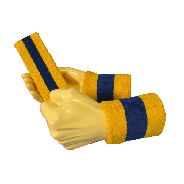 COUVER Sweatband Set Sports Headband Wristband Set Terry Cloth Moisture Wicking Sweat Absorbing Wrist Sweatbands Head Sweatband, Ukraine Colors Blue/Golden Yellow