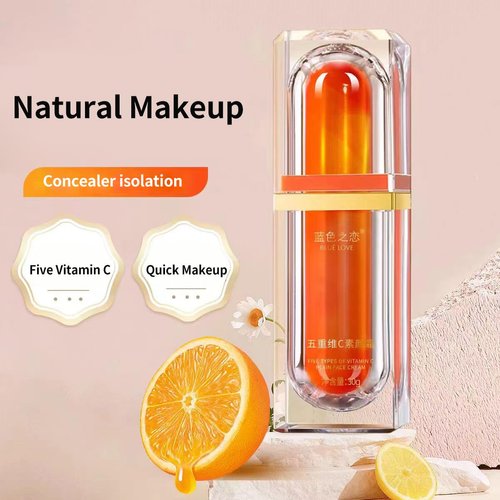 BLUE LOVE Five Vitamin C Tone-Up Cream- Silky Tinted Moisturizer for Natural-Looking Radiance for Women, Fast-Absorbing Hydration, Suitable for All Skin Types