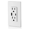 Leviton T5633-W Type A & Type-C USB In-Wall Charger with 15A Outlet, USB Charger for Smartphones and Tablets, White