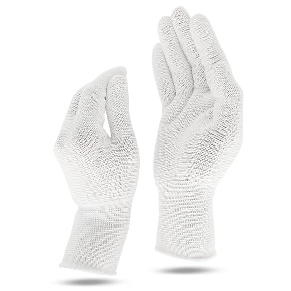 Youneedthat Eczema Aerosilver Safety Nitrile Glove Liners 20 Count, Seamless Non-slip Grip Food Prep Gloves, White(S,M,L) Medium (Pack of 20)