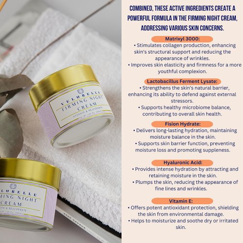 Advanced Firming Night Cream with Matrixyl 3000, Lactobacillus Ferment Lysate, Fision Hydrate, Hyaluronic Acid, Argan & Macadamia Nut Oil, Firmer, Hydrated, Radiant Skin, Targets Fine Lines & Wrinkles