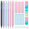 Four Candies Cute Mechanical Pencil Set, 6PCS Pastel Pencils 0.5mm & 0.7mm with 360PCS HB Pencil Leads, 3PCS Erasers and 9PCS Eraser Refills, Aesthetic Mechanical Pencils for Girls Writing