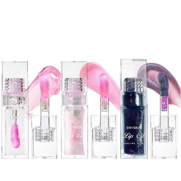 PAQIMAN 3 Pcs Magic Color Changing Lip Oil,Long-Lasting Wear Non-Stick Cup Not Fade Waterproof Hydrating Conversionh Glitter Lip Changing Color.(01Color changing & 02-Glitter color changing&03-Berry)