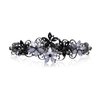 Flower Rhinestone Hair Barrettes for Women Fine Hair Glitter Sparkle Fancy Hair Clips for Women And Girls Elegant Pearl Barrettes (Black&Gray)