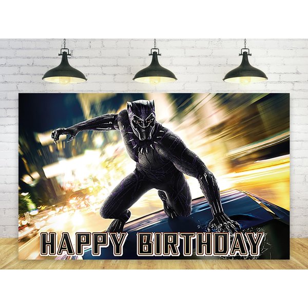 Black Panther Backdrop for Birthday Party Decorations Black Panther Background for Baby Shower Party Cake Table Decorations Supplies Black Panther Theme Banner 5x3ft