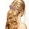 NUOBESTY 4Pcs Wedding Hair Clip Comb Handmade Bridal Hair Clip Pearl Floral Leaf Hair Accessories for Women Wedding (Purple)