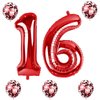16th Birthday Balloons Red, 40 In Giant Digital Foil Number 1 and 6 Balloons with Confetti Balloons, Number 16 61 Balloons Self Inflating for Boys Girls Women Anniversary Party Decorations Supplies