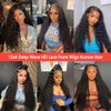 30 Inch Deep Wave Lace Front Wigs Human Hair 13x4 HD Lace Front Wigs Human Hair Pre Plucked 180% Density Deep Curly Human Hair Wig Wet and Wavy Glueless Frontal Human Hair Lace Front Wigs for Women