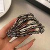 Halloween Hair Clips Skeleton Hair Claw Black Steel Halloween Hair Accessories Horror Non-Slip Claw Clip for Women Thick And Thin Hair (1 Count)
