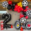 YWQIPABA Race Car 2nd Birthday Party Balloons, 40 Inch Mylar Foil Racetrack Number 2 Balloon Black for Boys Two Fast Birthday Decorations,Race Car Theme Party Decorations Supplies 7 Pcs