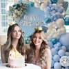 101PCS Blue and White Birthday Party Decorations for Men Baby Boys Kids,3D Foil Happy Birthday Banner Balloons+White Blue Confetti Metallic Balloons Garland Arch Kit+Pump+Complete Accessories
