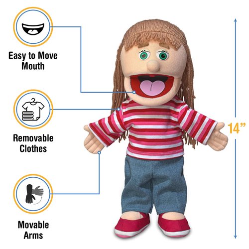 14" Emily, Peach Girl, Hand Puppet