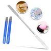 2Pcs Cosmetic Mixing Makeup Spatula Nail Art Palette Stick Stirring Stainless Steel Rod Mixer Artist Tool for Salon Color Cream Mixing for Professional and Personal Use (Silver)