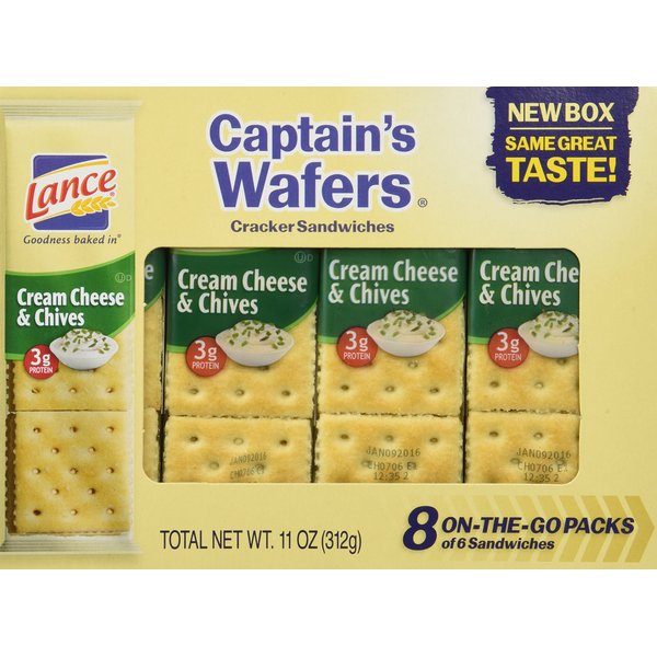 Captain's Wafers Crackers, Cream Cheese and Chives ,11 Ounces (3 To Go Packs)