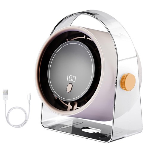 Aocojar Desk Fan, Rechargeable Portable Fan With 90 ° Rotate Head, LED Digital Power display&5-Speed Wind Adjustment Function, Ultra Quiet Small Fan For Home, Kitchen,Travel, Camping, Bedroom, Office