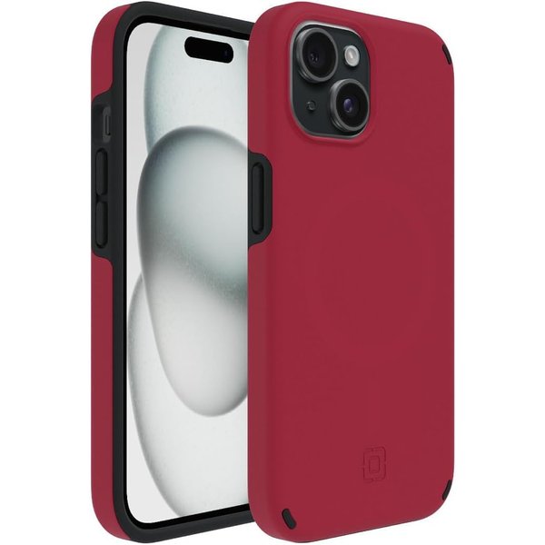 Incipio Duo MagSafe Phone Case for iPhone 15 Plus and iPhone 14 Plus - Apple iPhone Case with 12ft Drop Protection + Scratch Resistance, 5G Compatible - Made from Recycled Materials (Crimson/Black)