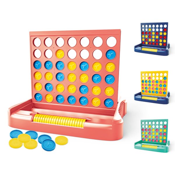 Pup Go 4 in a Row Game - 6 Spare Discs Included, Board Games Toys for Girls, Classic Four in a Row and Family Fun Games for Ages 3 4 5 6 7 8 12 Year Old Kids Children Adults (Pink)