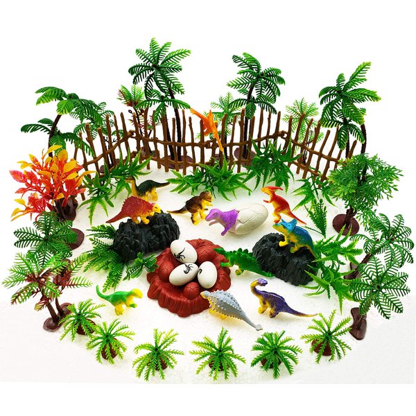 56 Pcs Trees Cake Decorations,Dinosaurs Toys Set, Dinosaurs Cake Decorations Model Trees Ho Scale Trees, Kids Dinosaurs Toys Set for Boys and Girls Woodland Scenics or Cake Topper