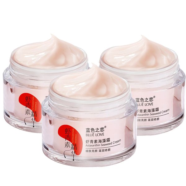 BLUE LOVE 3PC Astaxanthin Seaweed Face Cream for Men & Woman, Anti-Aging Hydration Facial Moisturizer Skincare for All Skin Types