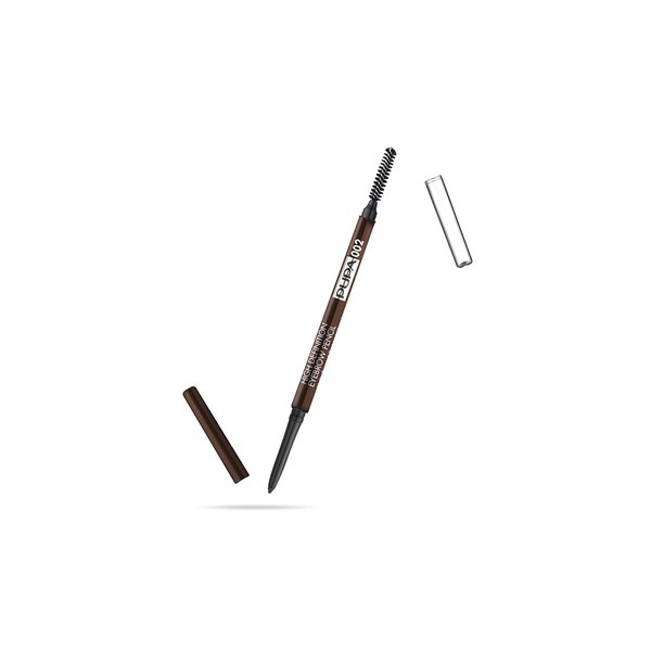 PUPA Milano High Definition Eyebrow Pencil - Easily Shape And Define Flawless Eyebrows - Fill And Volumize For Beautiful Thick Brows - Sculpt Your Arches With Smooth Precision - 002 Brown - 0.003 Oz