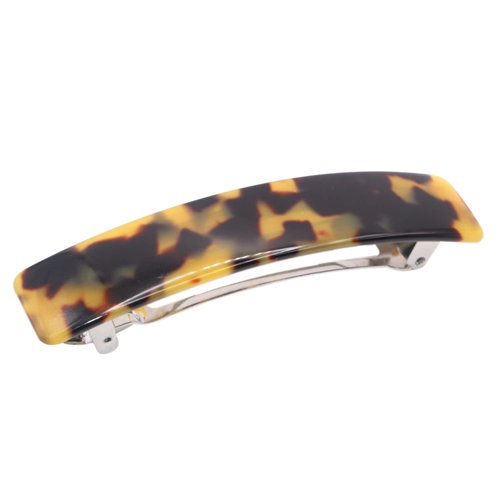 French Amie Oblong Handmade 3.5" Celluloid No Slip Hair Clip Barrette for Women, Made in France (Tokyo Shell)