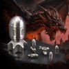 FONVGOGO Missile Metal DND Dice Set of 7 with Spinning Missile Shaped Container, Cyberpunk Unique Cool Bullet D&D Dice for Dungeons and Dragons Sci-Fi Warhammer 40K War Crime Theme Games (Sliver)