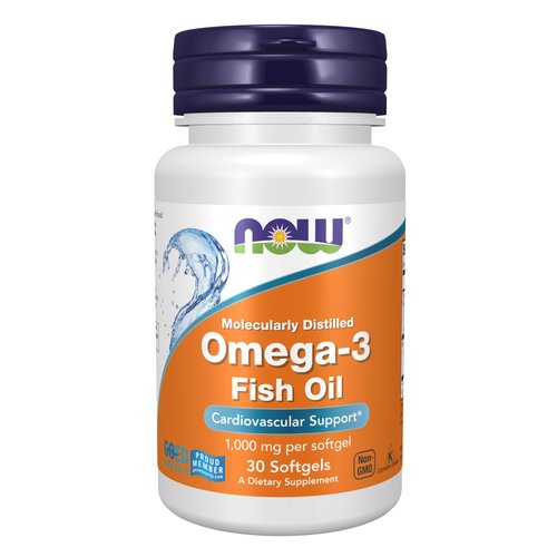 NOW Supplements, Omega-3 180 EPA / 120 DHA, Molecularly Distilled, Cardiovascular Support*, 30 Softgels