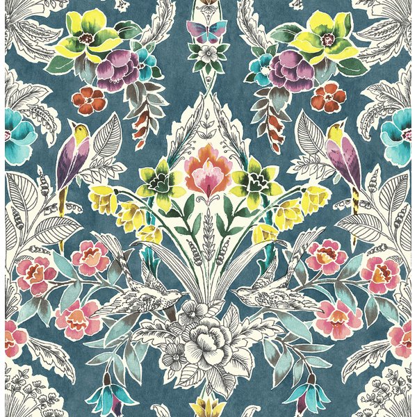 NuWallpaper NU3037 Summer Love Teal Peel & Stick Wallpaper, Multicolor