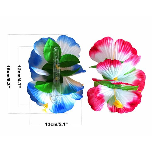 Kinteshun Hawaiian Flower Hair Clip Fabric Artificial Flower Hair Clip Hairpin Barrette Headdress Bobby Pins Headwear Hair Accessories for Beach Holiday Party (Hibiscus Flower)