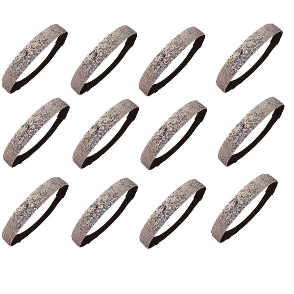 Kenz Laurenz 12 Pack Glitter Headbands Elastic Stretch Sparkly Fashion Headband for Teens Girls Women Softball Volleyball Basketball Sports Teams Set Hair Accessories (Silver)