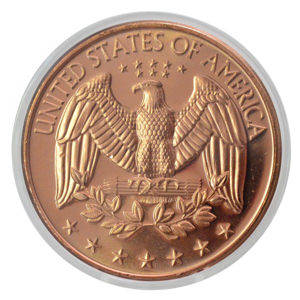 US Quarter Design 1 oz Pure .999 Copper Round Bullion Coin in Capsule - COA by Heavenly Metals