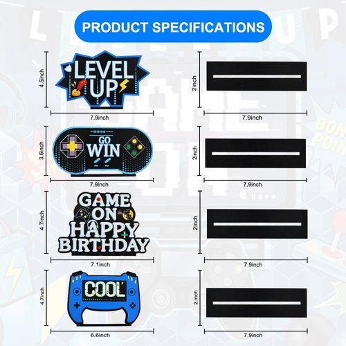 BAOOOFUL Game Night Theme Birthday Supplies,Bitthday Party Decorations for Boys Table Centerpieces for a Kid's Birthday Decorations & Favors（4PCS）