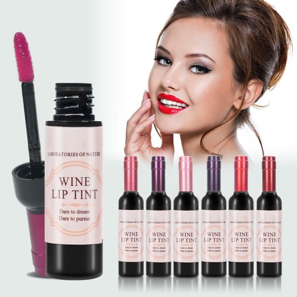 Lavan 6 Color Lip Stain set, Wine Lipstick Matte Long Lasting Waterproof Lip Tint, Natural Red Lipstick Wine Bottle Lip Gloss ,Non-Stick Cup Lip Make Up Gift for Girls & Women