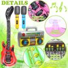 Inflatable Rock Star Toy Set,8 Pack Inflatable Instruments Party Props,Inflatable Guitar Saxophone Boom Box Microphone Mobile Phone for 80's 90's Party Decorations,Rock and Roll Party Favors Supplies