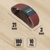 POWERTEC 3 x 21 Inch Sanding Belts, 240 Grit Aluminum Oxide Belt Sander Sanding Belt for Portable Belt Sander, Wood & Paint Sanding, Metal Polishing, 10PK (110960)