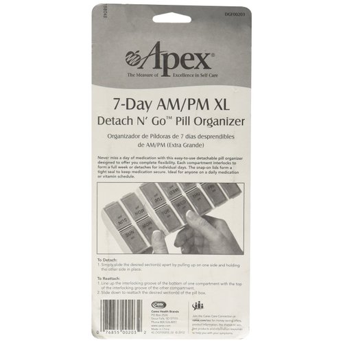Carex Health Brands 7-Day AM-PM XL Detach N' Go Pill Organizer