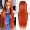 Orange Ginger Color 13x4 Invisible Lace Front Wigs Human Hair (16 Inch) Straight Brazilian Virgin Lace Front Human Hair Wigs 150% Density Pre Plucked with Natural Hairline (16 Inch, 13x4 Straight