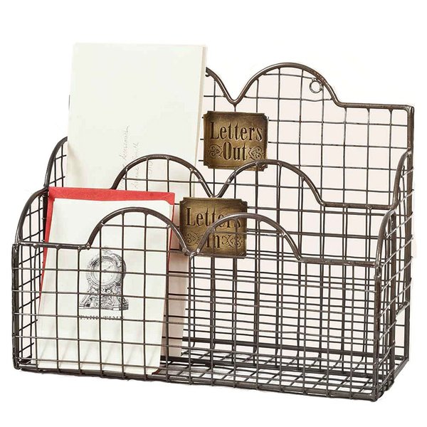 Colonial Tin Works Industrial Galvanized Steel Wire Letter/File Desk Organizer Holder Office Storage, Gray (370041)