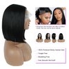 Evala Bob Wig Human Hair Black Bob Lace Front Wig 12 inch Middle Part Short Straight Bob Wig 13x4 Frontal Lace Wig #1 Jet Black Color Bob Wigs 150% Density Real Human Hair Wigs