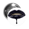 Round Pinback Button Brooch Shiny Dripping Lip Gloss ON Lips Black White (1.5" Inch)