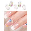 Wahrshei Semi Cured Gel Nail Strips | 20pcs French Flower Gel Nail Stickers UV | Semi Cured Gel Nail Wraps for Home Nails DIY