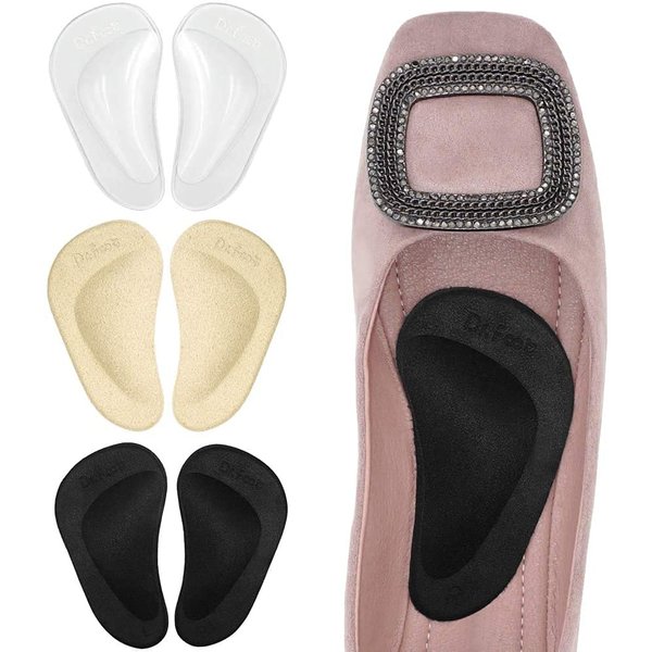 Dr. Foot's Arch Support Shoe Inserts for Flat Feet, Gel Arch Pads for Plantar Fasciitis, Adhesive Insoles for Relieve Pain for Women and Men